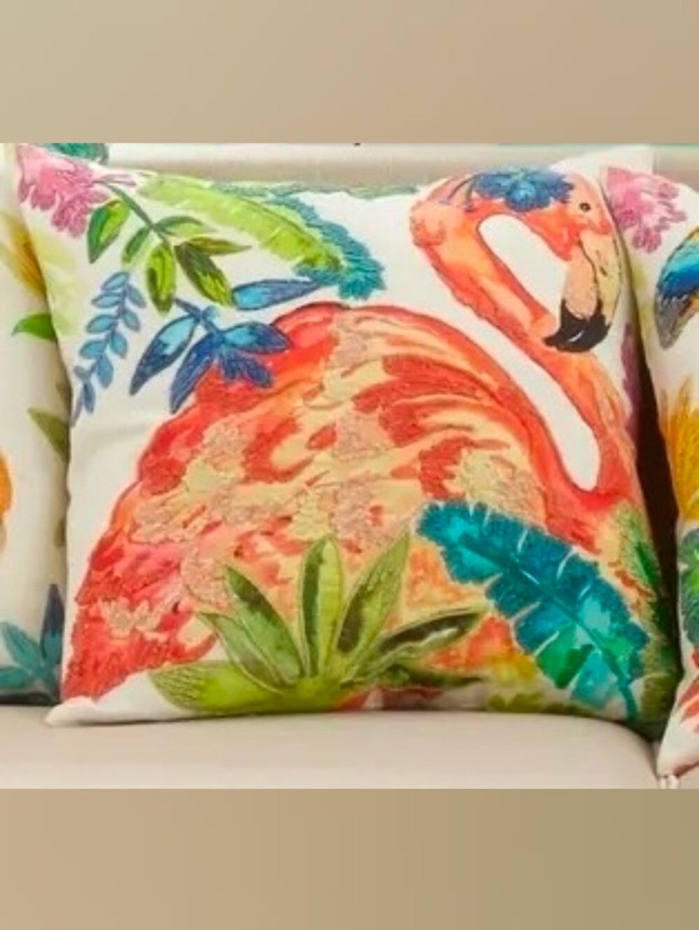 Tropical Flamingo Decorative Throw Pillow - Coral Pink